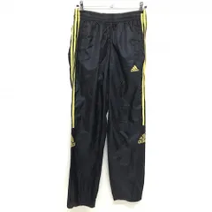 【美品】アディダス パンツ 黒×イエロー系 サイド3ライン ウエストゴム メンズ L ゴルフウェア adidas