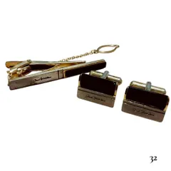 ノーブランド カフスボタン＆ネクタイピンセット ゴールド×ブラック