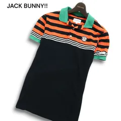 JACK BUNNY!! ジャックバニー パーリーゲイツ ゴルフ 春夏 ロゴワッペン★ 半袖 鹿の子 ボーダー ポロシャツ Sz.4 メンズ
