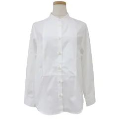 EMPORIO ARMANI エンポリオアルマーニ シャツ ブラウン ホワイト 白 38(M) トップス 長袖 マオカラー ラウンドヘム コットン 綿 ブランド シンプル 無地【レディース】のサムネイル