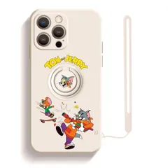 【特価セール】ケース Max リング付きスマホケース ストラップ付き スマホカバー トムとジェリー キャラクター シリコン 落下防止 ストライプ 耐衝撃 防塵 割れない iPhoneXs おしゃれ かわいい おもしろ クリスマス プレゼント スマホカバー (I