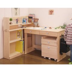 プレゼント付・新品・未開封・国産品：ハンドメイド・システム学習机「スター」パイン材４点セット(デスク・本立て・ワゴン・シェルフ)勉強机　ランドセルラック　14営業日以内の発送
