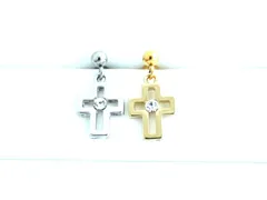 １８Ｇ軟骨ストーン付オープンクロス ボディピアス 軟骨ピアス 片耳ピアス