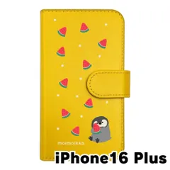 【新品未使用】iPhone16 Plus アイフォン16プラス スマホケース 手帳型 (色：イエロー×柄：ペンギンとスイカ)moimoikka ペンギン 動物 flip2-ip16plus-ye-20139