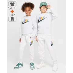  ナイキ キッズ スウェット 上下 140-160cm 子供服 NIKE ジュニア スウェットシャツ スウェットパンツ セットアップ 裏起毛   子ども スエット 長袖トレーナー ジョガーパンツ 上下組 ライトグレー  /FD2992-FD2995-051