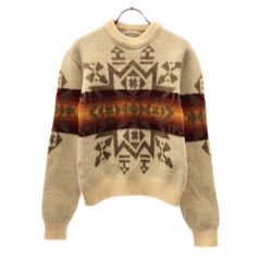 ペンドルトン 80s ウール ヴィンテージ チーフジョセフ柄 長袖 クルーネック ニット S ベージュ系 PENDLETON セーター メンズ