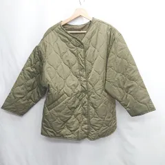 ◇ ⊇ moment＋　モーメントプラス 秋　冬 長袖 キルティングジャケット サイズL グリーン系 レディース E  【1505220012097】