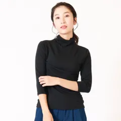 ☆ 07.ブラック ☆ LLサイズ ☆ UVボトルネック7分袖Tシャツ ボトルネック プルオーバー 7分袖 Tシャツ カットソー ハイネック タートルネック 七分袖 レディース UVカット UVボトルネック 立ち襟 冬 秋冬 シンプル 無地 おしゃれ インナー