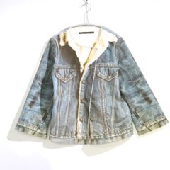 【中古A】TALKING ABOUT THE ABSTRACTION トーキングアバウトジアブストラクション 1 S レディース スウェット デニムジャケット風 内側ボア だまし絵 スナップボタン 中古A 古着