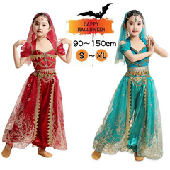 ハロウィン衣装 キッズ 仮装 こども プリンセス お姫様 ジャスミン なりきり ベリーダンス 衣装 子供 レッスン着 半袖 アラビアン 衣装 ハロウィン 衣装 女の子 セットアップ コスチューム アラビアン プリンセス ドレス ダンス衣装 練習着 誕生日