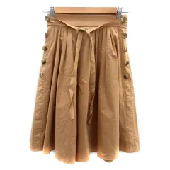 アプワイザーリッシェ Apuweiser-riche フレアスカート ミモレ丈 リボンベルト付き 1 S 茶色 ブラウン /HO25