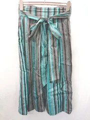 ◇ ⊂ Spick & Span ストライプ柄 ロング丈 フレア スカート サイズ38 ターコイズブルー ブラック レディース E  【1506250005523】