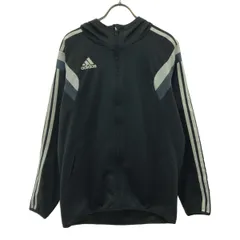 adidas アディダス ロゴプリント フーディー スポーツジャケット M ブラック系 トレーニング メンズ 古着