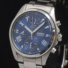 ☆SEIKO WIRED セイコー 10気圧 クロノグラフ 青文字盤×シルバー