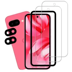 【在庫処分】硬度9H 貼り付け簡単 高い透過率 カメラフィルム 強化ガラス 日本旭硝子製素材 保護フィルム フィルム 用 9a カメラ保護【2+2枚セット Pixel Google 】ガイド枠付き ガラスフィルム HKKAIS