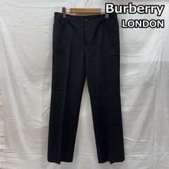 Burberry London バーバリーロンドン パンツ スラックス FQB41-220-09 ウール ノータック スラックス パンツ 黒 ブラック
