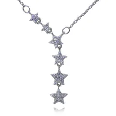 残り1点★ 6連星CZダイヤモンドネックレス シルバー925 レディース  プラチナ仕上 ペンダント アクセサリー キュービックジルコニア プレゼント ジュエリー
