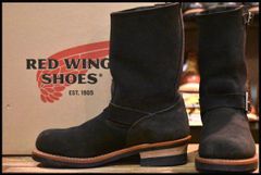 【8.5D 箱付 美品 10年】レッドウィング 8274 黒スエード エンジニア ラフアウト スチールトゥ プルオン ブーツ redwing HOPESMORE【ED221】