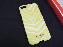 ■美品■ COACH コーチ iphone5対応 アイフォンケース スマホケース イエロー系×ホワイト系 DF8462