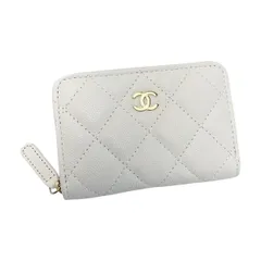 ☆☆CHANEL シャネル ココマーク キャビアスキン クラシック ジップ コインパース マトラッセ  AP0216 ホワイト 財布 コインケース レディース