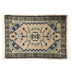 ギャベ  ジュウタン60×90cm 長方形 ベージュ色 ホットカーペットOK 絨毯 FLOWER トライバル柄　未開封新品のサムネイル