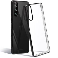【人気商品】ケース クリア xperia10iii iii lite SO-52B SOG04 エスクペリア10III カバー 10 TPU 透明 薄型 軽量 スマホケース 耐衝撃 Xperia メッキ加工 ソフトケース 人気 透明ケース (ブラック)
