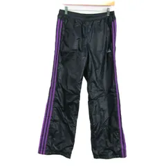 アディダス パンツ ボトムス サイドライン 裏起毛 スポーツウエア メンズ Lサイズ ブラック adidas 【中古】