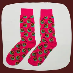 レモン ピンク クルーソックス 厚手 #137