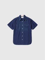 SUGAR CANE シュガーケーン シャツ 半袖 メンズ FICTION ROMANCE 8.5oz. WABASH STRIPE WORK SHIRT SHORT SLEEVE インディゴ ブルー ウォバッシュ ストライプ SC36267