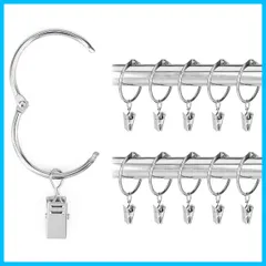 【人気商品】カーテンリングクリップ カーテンクリップフック 開口設計 内径39mm ＫａｉＹｉ 取付簡単 スチール製 20個セット シルバー