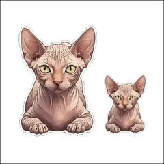 ST-77 スフィンクス猫の防水ステッカー 2枚セット