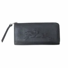 ロンシャン LONGCHAMP 美品 レザー 長財布 ロングウォレット L字ファスナー ロゴ 黒 ブラック 0520のサムネイル