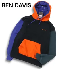 BEN DAVIS ベンデイビス 秋冬 ロゴ刺繍★ 裏起毛 クレイジー切替 スウェット プルオーバー パーカー Sz.M メンズ