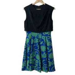 Diagram GRACE CONTINENTAL(ダイアグラム) ワンピース サイズ36 S レディース - 黒×グリーン×ブルー 半袖/ひざ丈/花柄