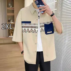 [2XL]春 コーデ メンズ 用 服 シンプル ファッション オシャレ 大人 かっこいい 紳士服 カジュアル 半袖 シャツ ジャケット ワークシャツ 夏  カジュアル 通勤スタイル 重ね着コーデ ゆったりシルエット 軽アウター