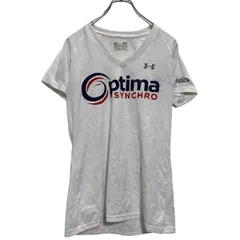 UNDER ARMOUR 半袖 プリントTシャツ S レディース ホワイト アンダーアーマー Vネック スポーツウェア 古着卸 アメリカ仕入 a608-5630
