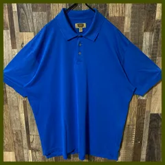 ブルー 2XL 無地 シンプル 単色 ポロシャツ ゆるだぼ メンズ 古着 半袖