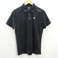 G■アディダス/adidas GOLF CLIMACOOL 半袖ドライポロシャツ/ゴルフウェア【M】黒/men's/108【中古】■