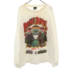 ローズボール 長袖 Tシャツ XL 白 ROSE BOWL アメフト メンズ 古着 【240312】