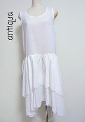 antiqua　夏ワンピース　ノースリーブ　ティアードスカート　レディース　フリーサイズ　ナチュラル系