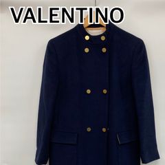 VALENTINO ヴァレンティノ ロングコート アウター ナポレオンコート ネイビー レディース イタリア Fサイズ【CT1265】