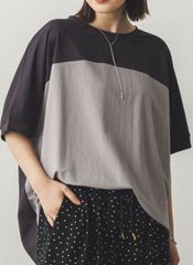 新品　 Sans Souci 34+（サンスーシ）接触冷感レーヨンナイロンBIGシルエットプルオーバー　FREEサイズ　グレー　トップス Tシャツ・カットソー