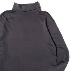 80's 90's USA製 エディーバウアー タートルネック コットン Tシャツ (L) 濃灰系 無地 ロンＴ 90年代 アメリカ製 旧タグ オールド 黒タグ アメリカ古着 USED ビンテージ ヴィンテージ