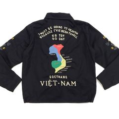 テーラー東洋 ベトジャン 龍 虎 ベトナム マップ 地図 柄 TT15546 Late 1960s Style Cotton Vietnam Jacket “VIETNAM MAP” ジャケット ブルゾン ブラック 新品  