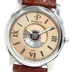 【118183】PERRELET ペルレ  A1075 タービン クロノグラフ ブラックダイヤル SS/ラバー 自動巻き 保証書 純正ボックス 腕時計 時計 WATCH メンズ 男性 男 紳士