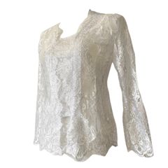 Kebaya メタリック クバヤ ホワイト レーストップス インドネシア 民族衣装