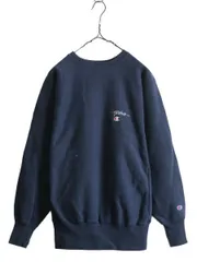 【お得なクーポン配布中!】 90s USA製 チャンピオン リバースウィーブ ロゴ 刺繍 スウェット メンズ L 古着 90年代 オールド Champion 裏起毛 トレーナー 目付き 紺