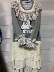 古着　大人用　リメイクワンピース　レースフリル