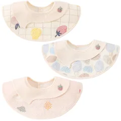 新品 [Comfort U] よだれかけ スタイ ベビー ビブ 男の子 女の子 花びら型 3枚セット 吸水 柔らかい 360度回転 サイズ調整可能 防水 赤ちゃん エプロン 可愛い お食事スタイ おしゃれ 男女兼用 おでかけ 出産準備 出産祝い ギフト 保育園