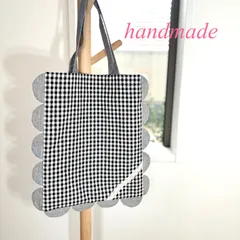 ミニトートバッグ　サブバッグ　レディース　ハンドメイド　グレー　チェック